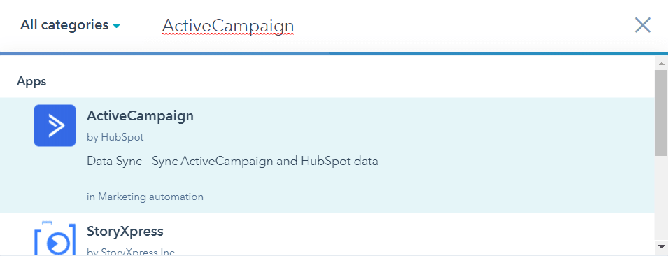 ActiveCampaign Search Bar